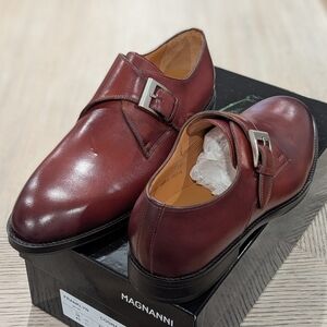 $435 Mens Magnanni "Franklyn" Leather Monk Strap Shoes Cognac US 11